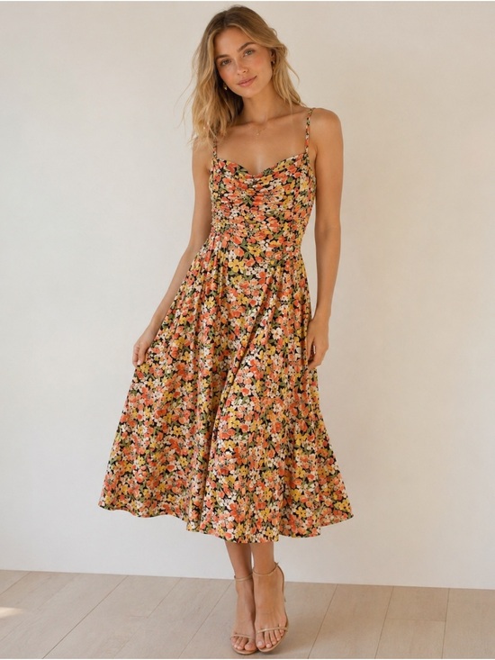 April Cornell Dresses & Skirts - Vintage April Cornell 100% Cotton Midi Dress Floral A line pink sweetheart S